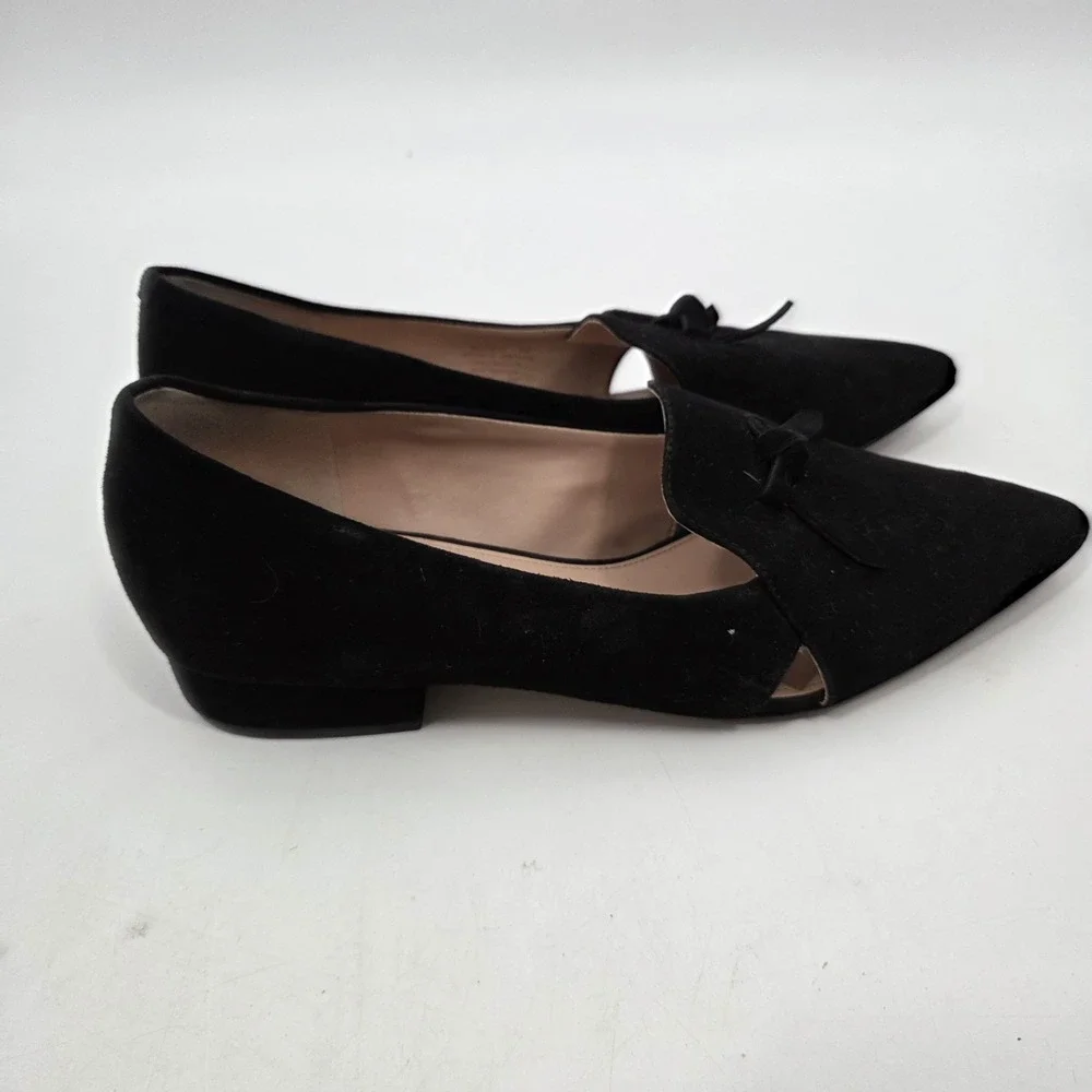 Cole Haan Grand Viola Skimmer Black Suede Flats Bow Accent Women's Size 9 B